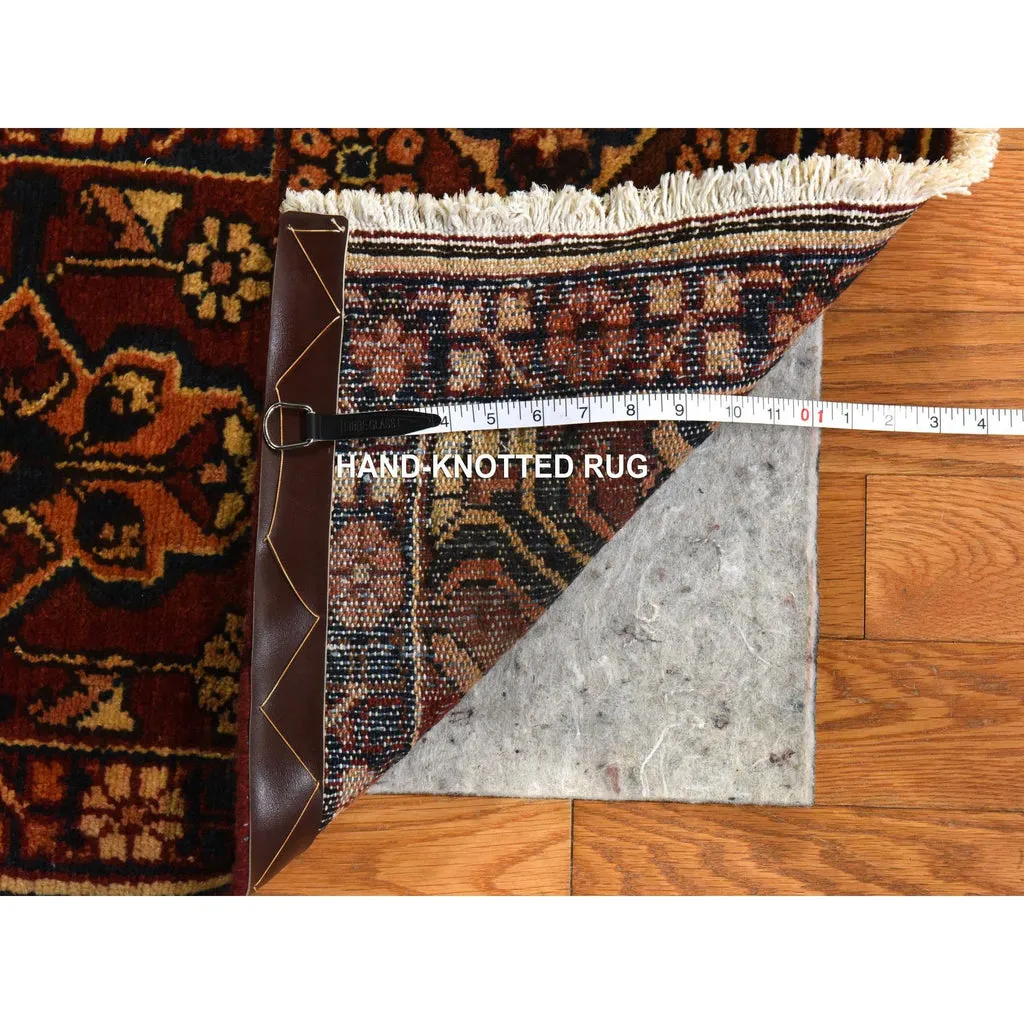 Vintage Hand Knotted Red Wool Rectangle Oriental Rug 10'4" x 12'8"