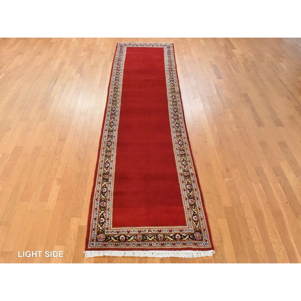 Vintage Hand Knotted Red Wool Runner Oriental Rug 3'5" x 12'10"