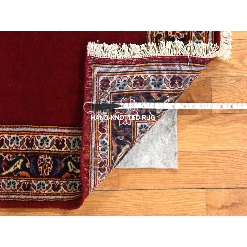 Vintage Hand Knotted Red Wool Runner Oriental Rug 3'5" x 12'10"