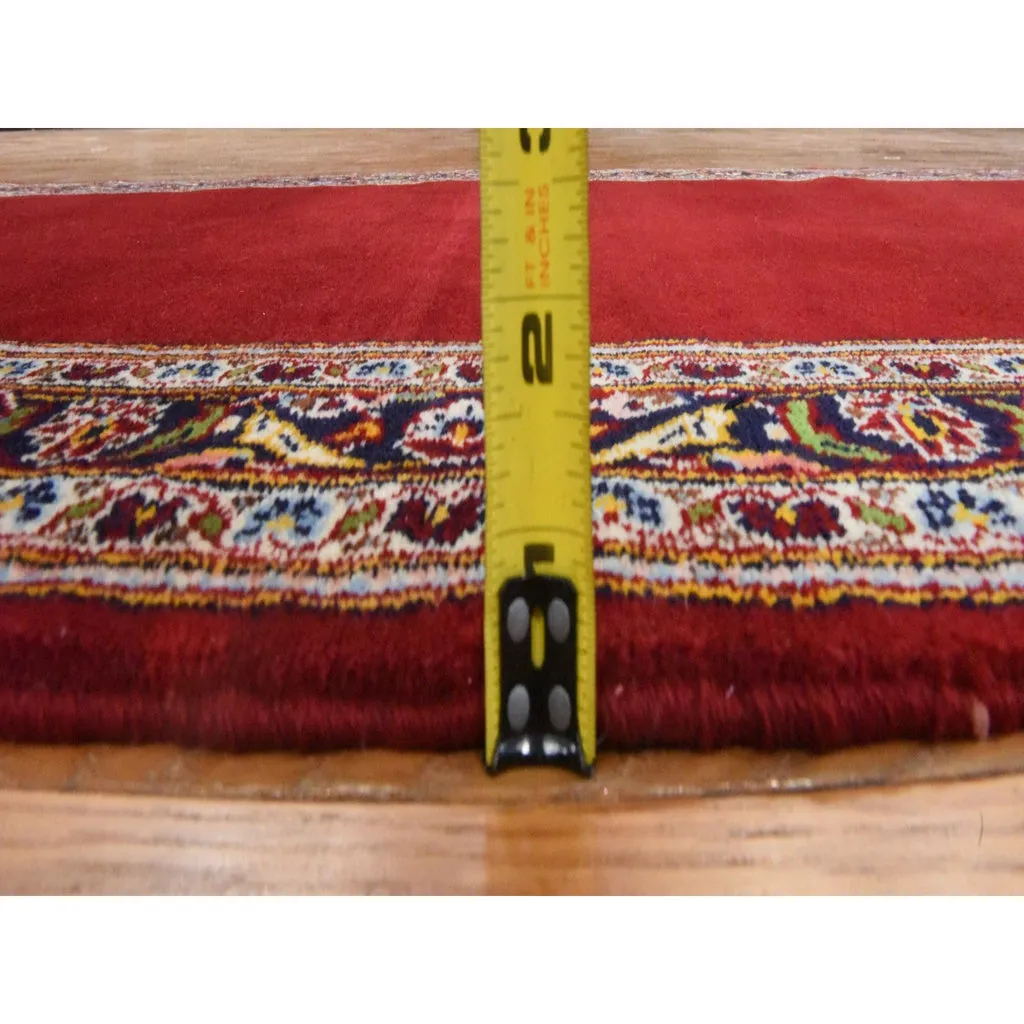 Vintage Hand Knotted Red Wool Runner Oriental Rug 3'5" x 12'10"