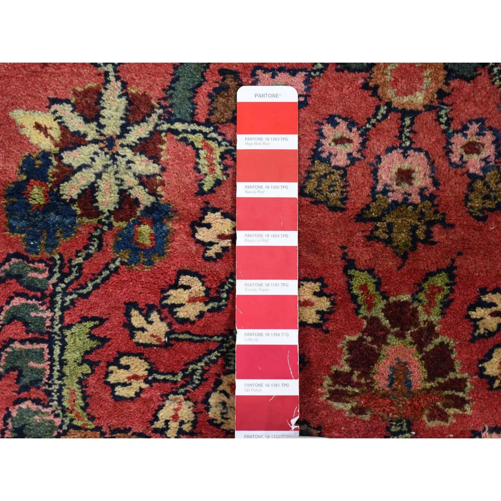 Vintage Hand Knotted Red Wool Runner Oriental Rug 0" x 20'