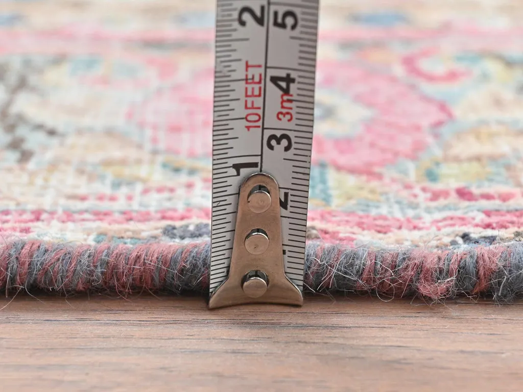 Vintage Hand Knotted Blue Worn Wool Rectangle Oriental Rug 3'7" x 5'9"