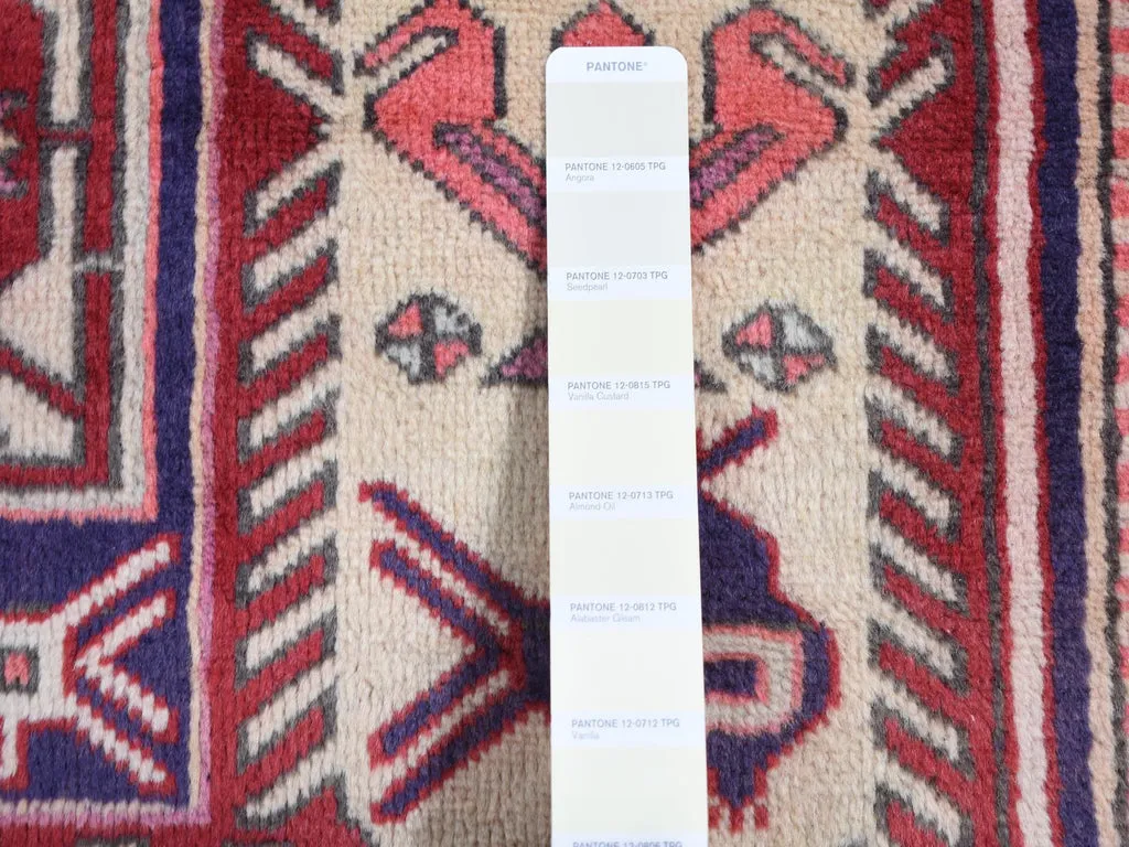 Vintage Hand Knotted Blue Wool Runner Oriental Rug 3'8" x 10'0"