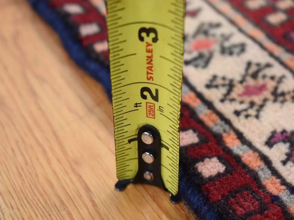 Vintage Hand Knotted Blue Wool Runner Oriental Rug 3'8" x 10'0"