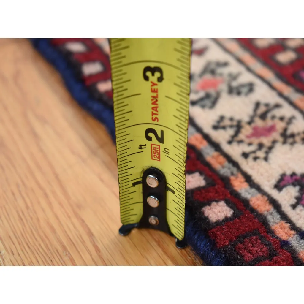 Vintage Hand Knotted Blue Wool Runner Oriental Rug 3'8" x 10'0"