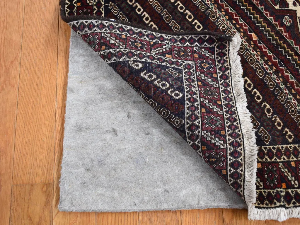 Vintage Hand Knotted Blue Wool Rectangle Oriental Rug 4'1" x 5'9"