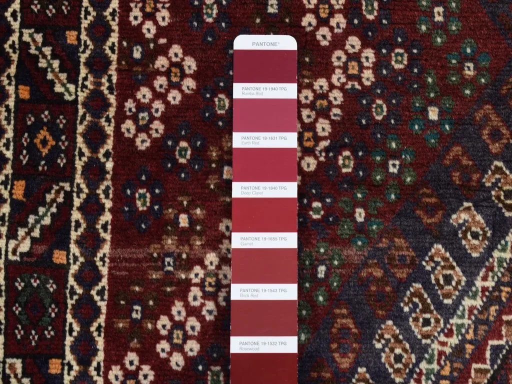 Vintage Hand Knotted Blue Wool Rectangle Oriental Rug 4'1" x 5'9"