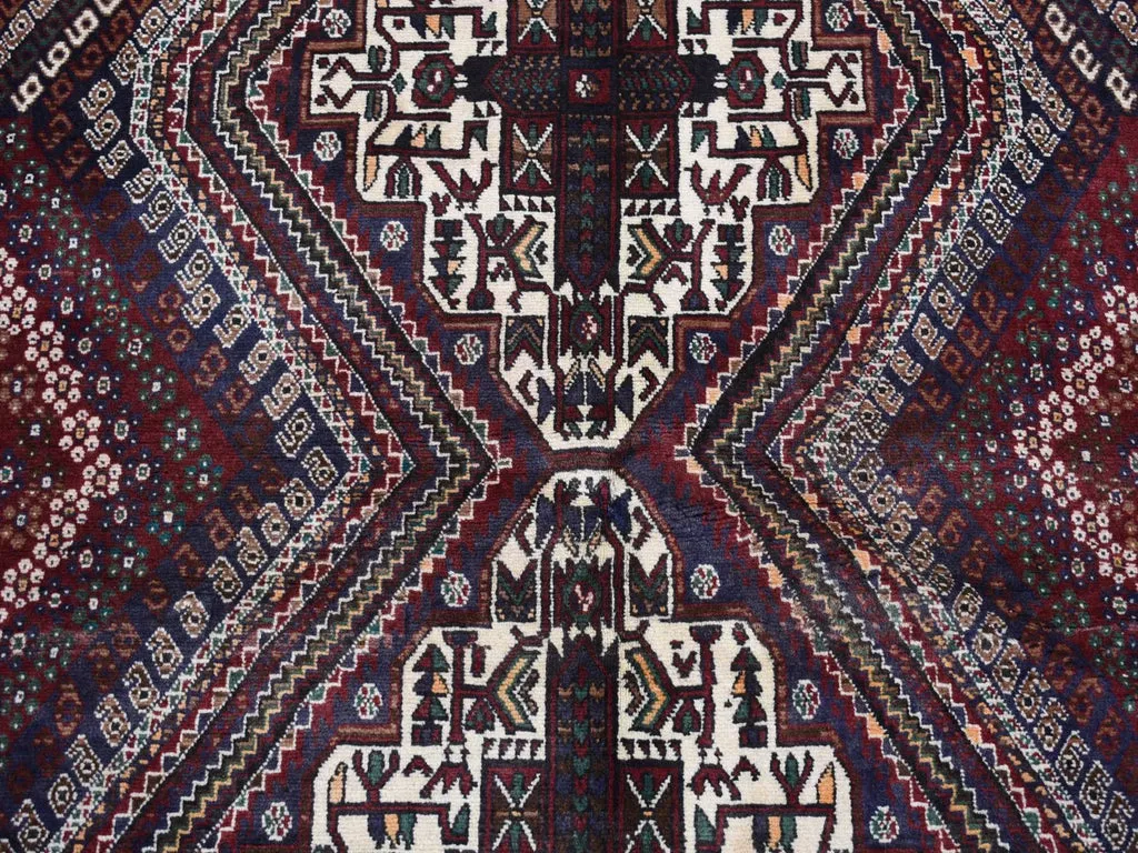 Vintage Hand Knotted Blue Wool Rectangle Oriental Rug 4'1" x 5'9"