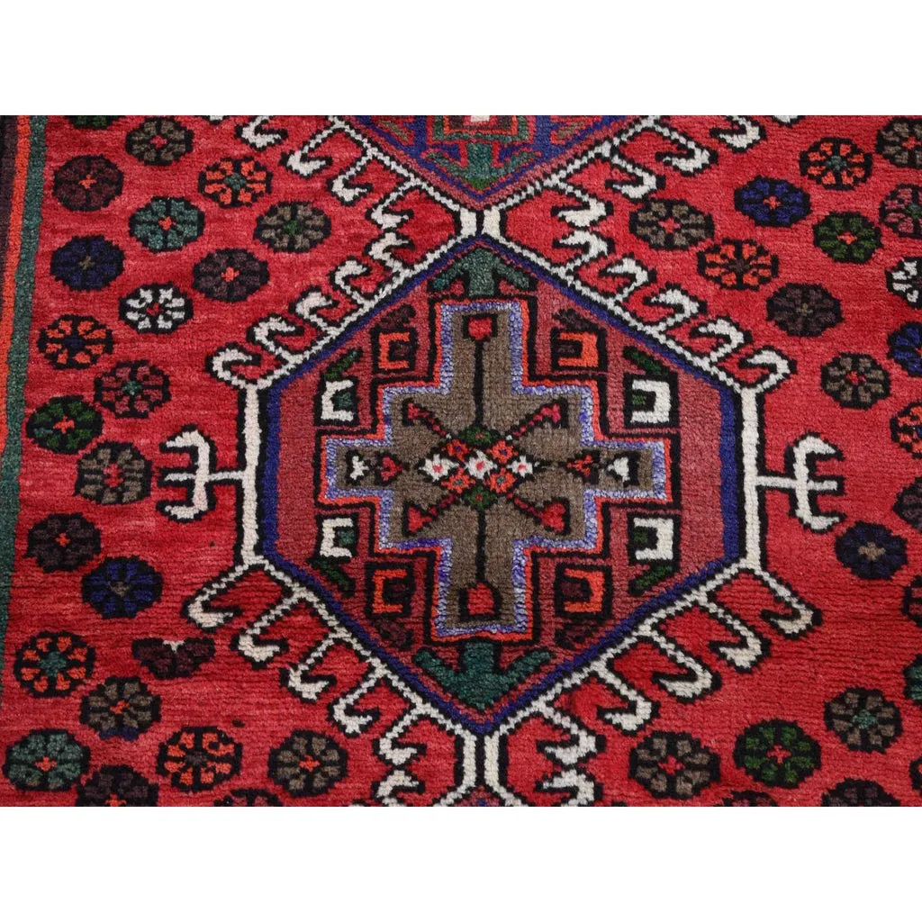 New Hand Knotted Red Wool Rectangle Oriental Rug 5" x 4'