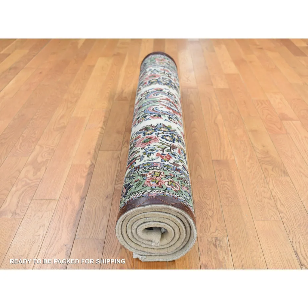 New Hand Knotted Ivory Wool Rectangle Oriental Rug 4'4" x 6'8"