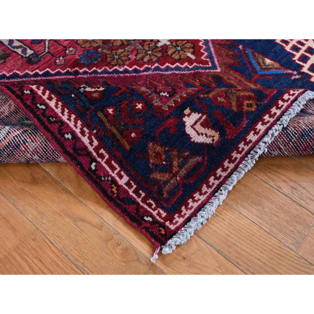 Vintage Hand Knotted Red Wool Runner Oriental Rug 4'3" x 9'0"