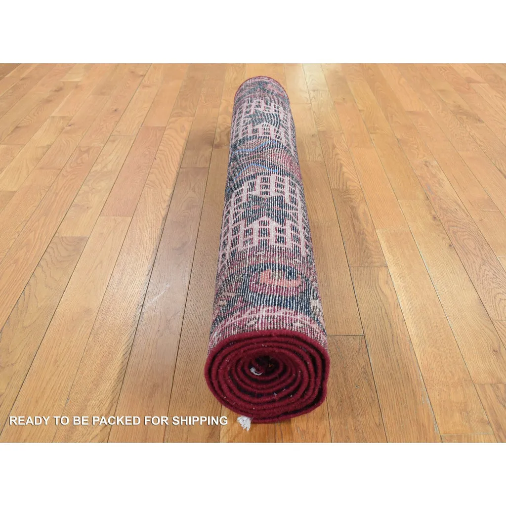 Vintage Hand Knotted Red Wool Runner Oriental Rug 4'3" x 9'0"