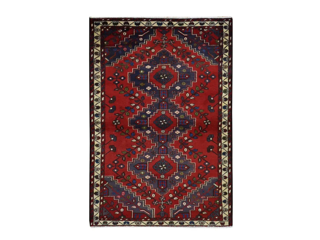 New Hand Knotted Red Wool Rectangle Oriental Rug 3'5" x 5'0"
