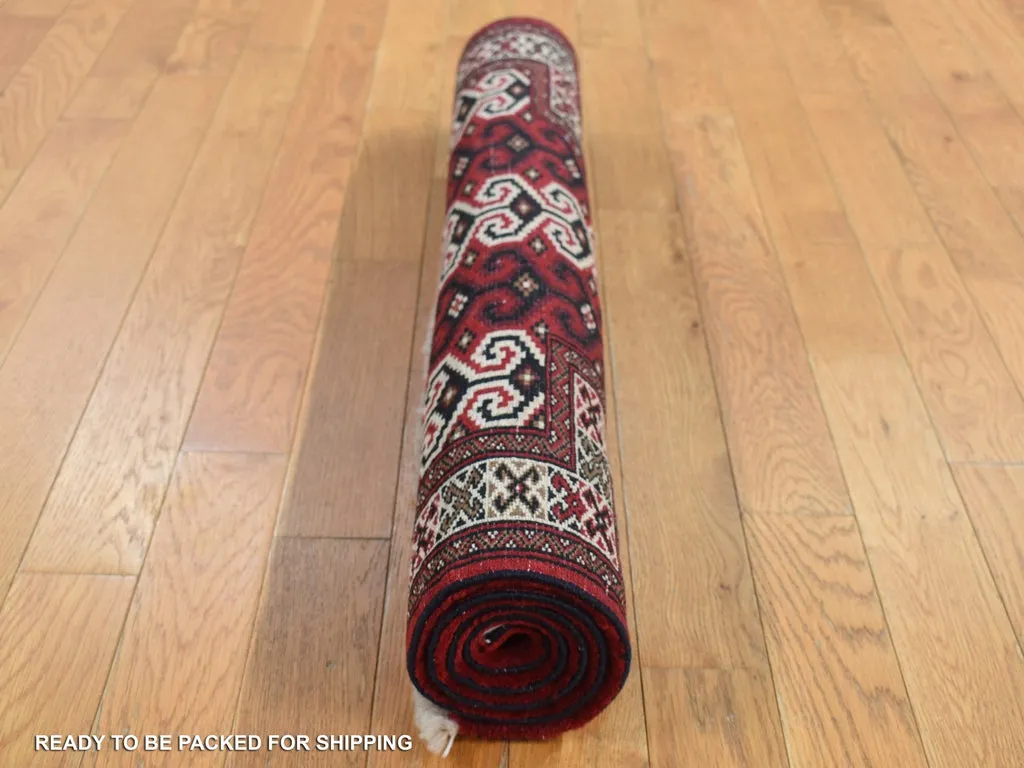 New Hand Knotted Red Wool Rectangle Oriental Rug 3'2" x 4'1"