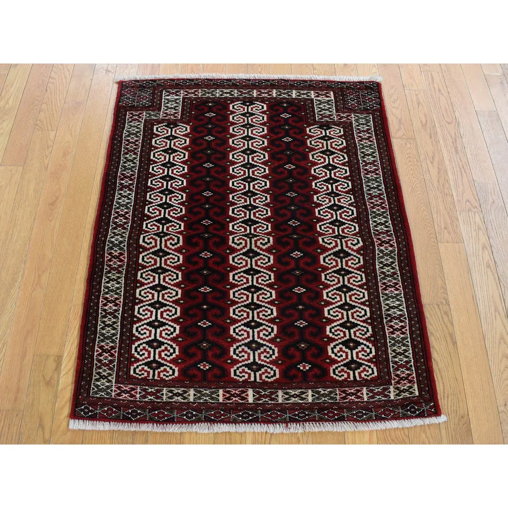 New Hand Knotted Red Wool Rectangle Oriental Rug 3'2" x 4'1"
