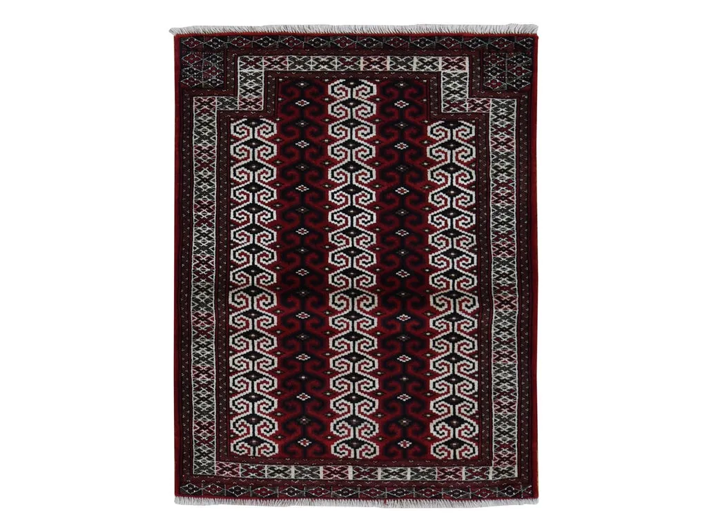 New Hand Knotted Red Wool Rectangle Oriental Rug 3'2" x 4'1"