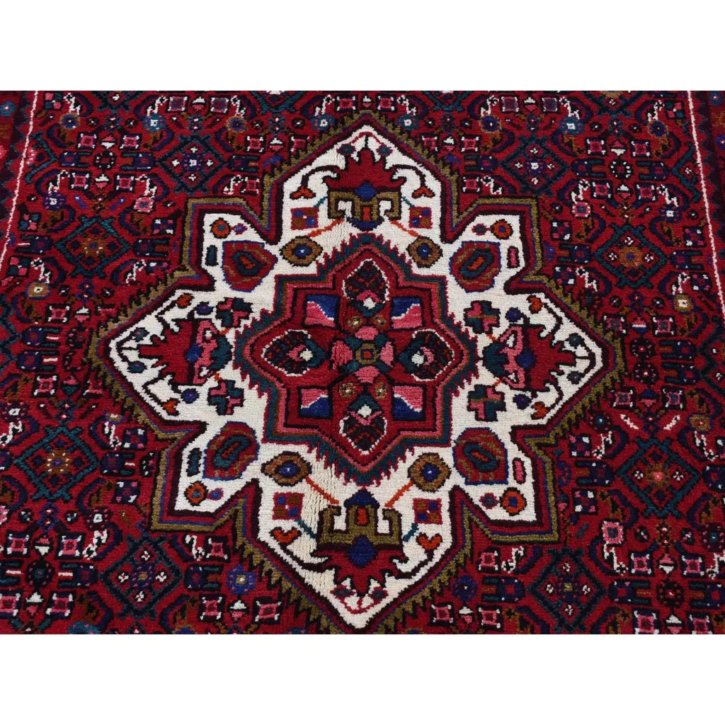 New Hand Knotted Red Wool Rectangle Oriental Rug 0" x 7'