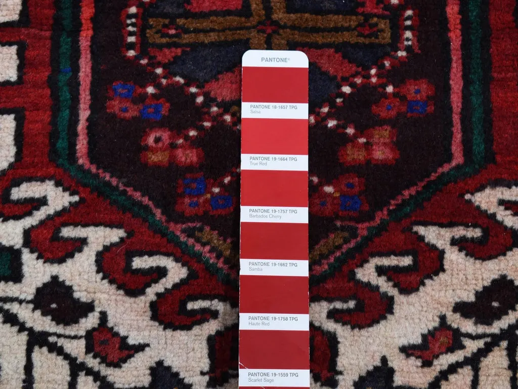 Vintage Hand Knotted Red Wool Runner Oriental Rug 3'2" x 10'5"