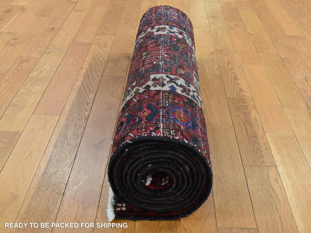 Vintage Hand Knotted Red Wool Runner Oriental Rug 3'2" x 10'5"