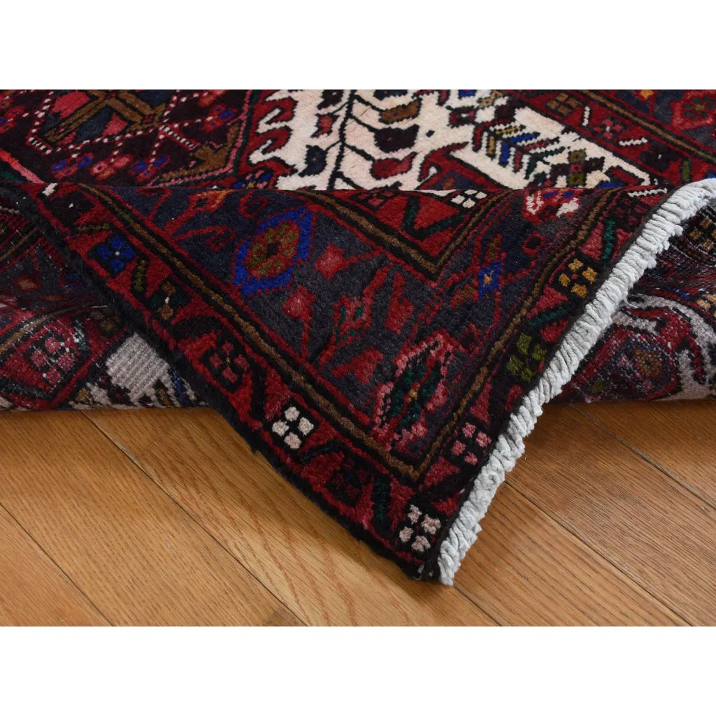 Vintage Hand Knotted Red Wool Runner Oriental Rug 3'2" x 10'5"