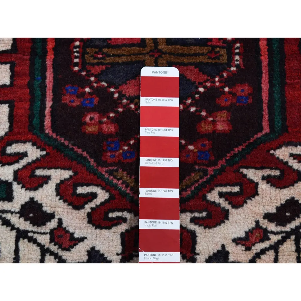 Vintage Hand Knotted Red Wool Runner Oriental Rug 3'2" x 10'5"