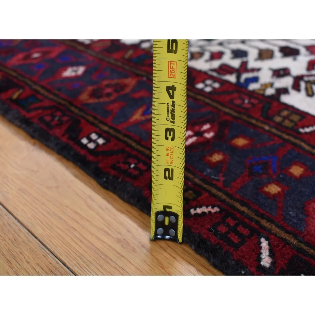 Vintage Hand Knotted Red Wool Runner Oriental Rug 3'2" x 10'5"