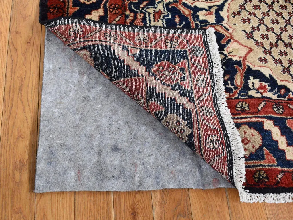 Vintage Hand Knotted Beige Wool Rectangle Oriental Rug 5'2" x 9'8"