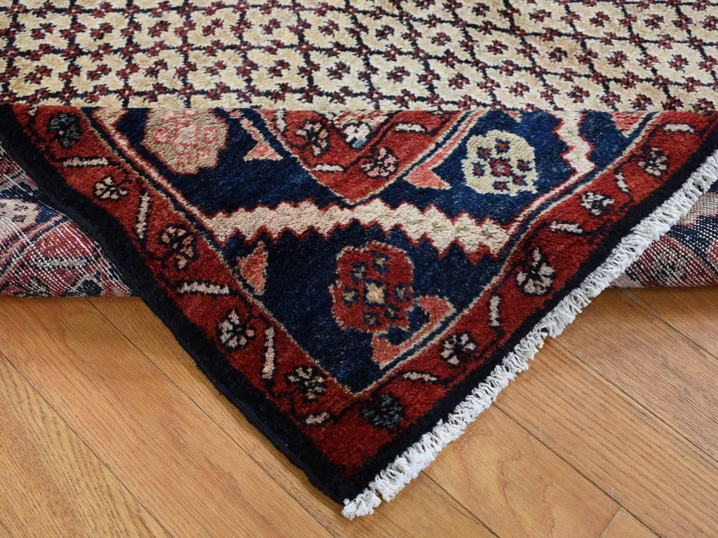 Vintage Hand Knotted Beige Wool Rectangle Oriental Rug 5'2" x 9'8"