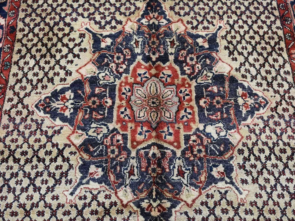 Vintage Hand Knotted Beige Wool Rectangle Oriental Rug 5'2" x 9'8"