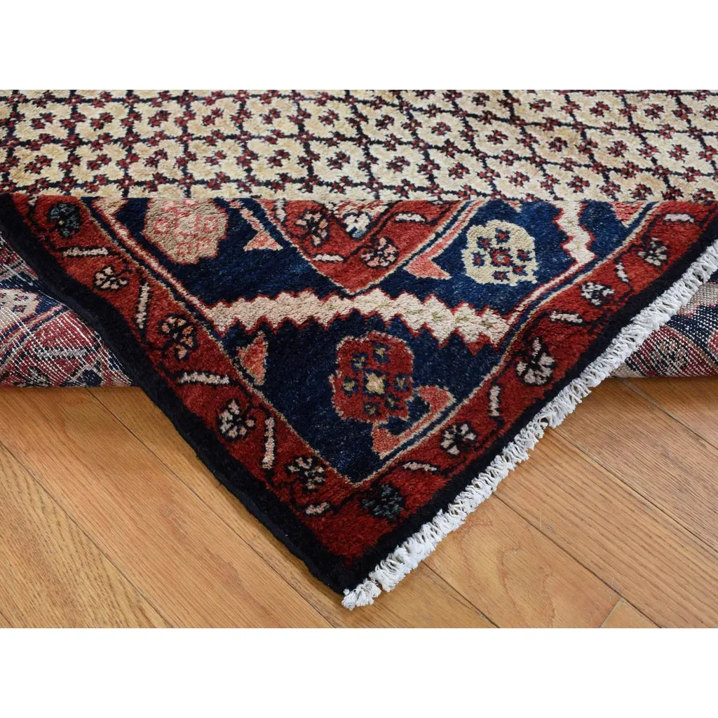 Vintage Hand Knotted Beige Wool Rectangle Oriental Rug 5'2" x 9'8"