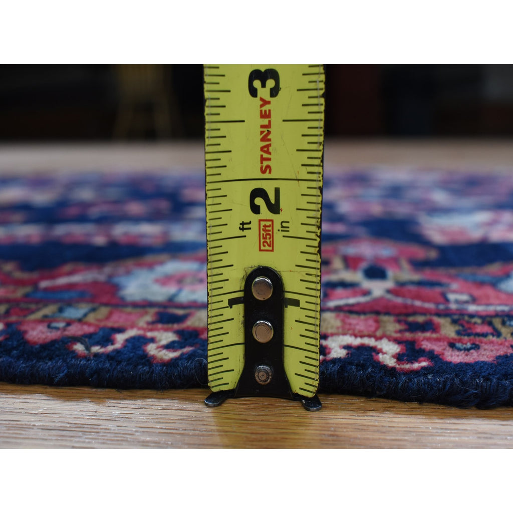 Vintage Hand Knotted Blue Wool Rectangle Oriental Rug 2'10" x 3'10"