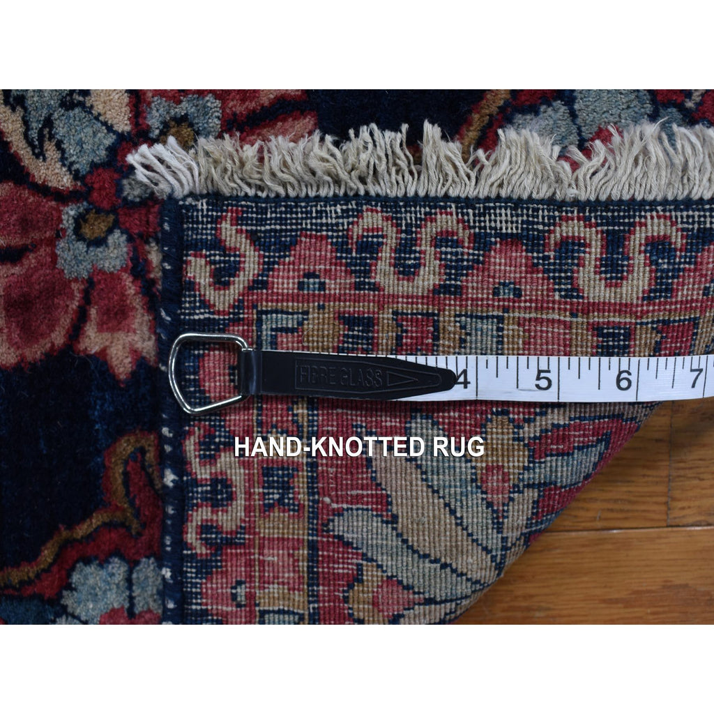 Vintage Hand Knotted Blue Wool Rectangle Oriental Rug 2'10" x 3'10"