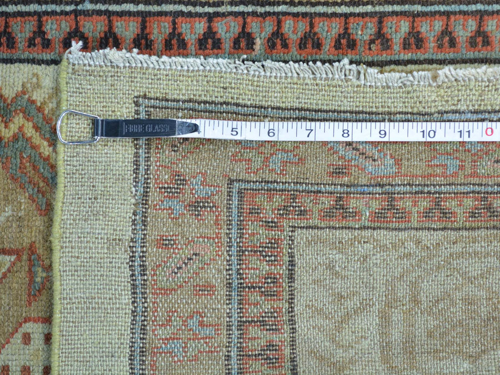 Vintage Hand Knotted Green Wool Runner Oriental Rug 3'1" x 14'3"