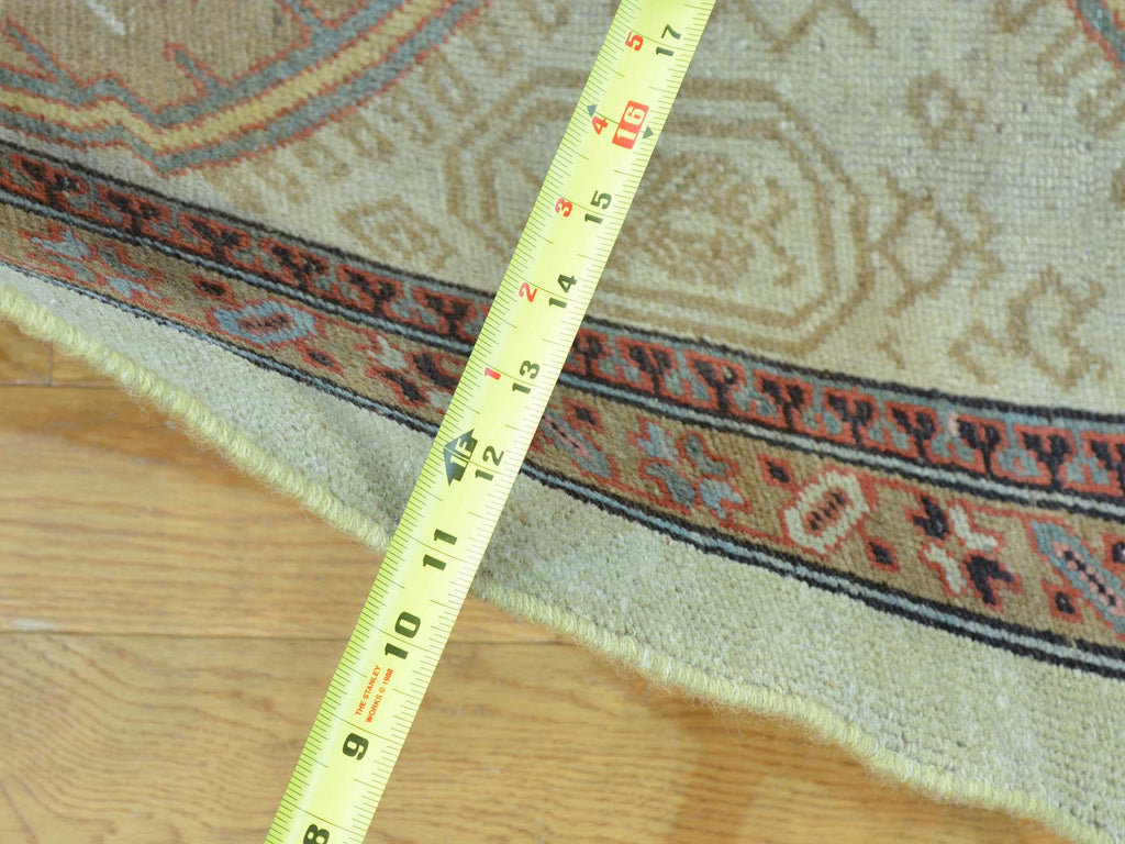 Vintage Hand Knotted Green Wool Runner Oriental Rug 3'1" x 14'3"