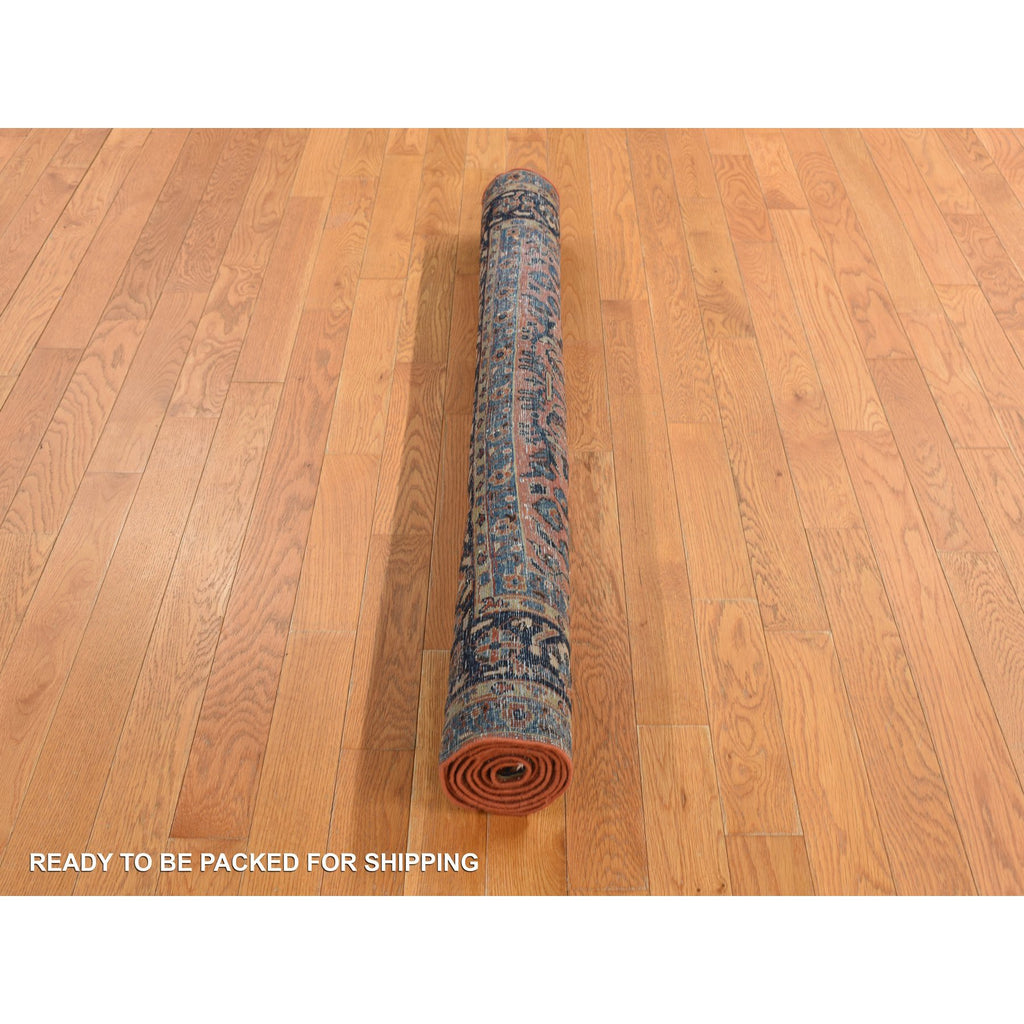 Vintage Hand Knotted Red Wool Rectangle Oriental Rug 4'1" x 7'0"