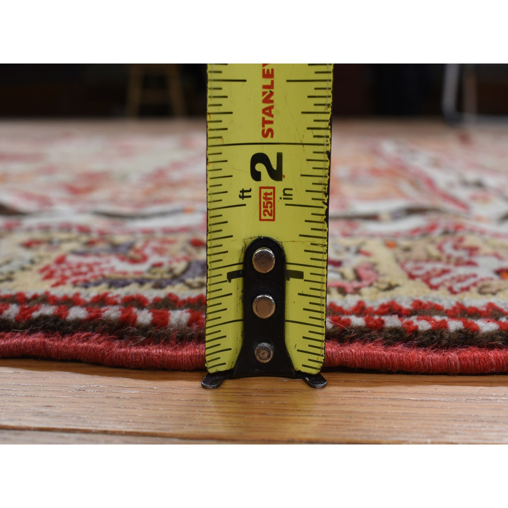 Vintage Hand Knotted Red Wool Rectangle Oriental Rug 3'5" x 5'0"