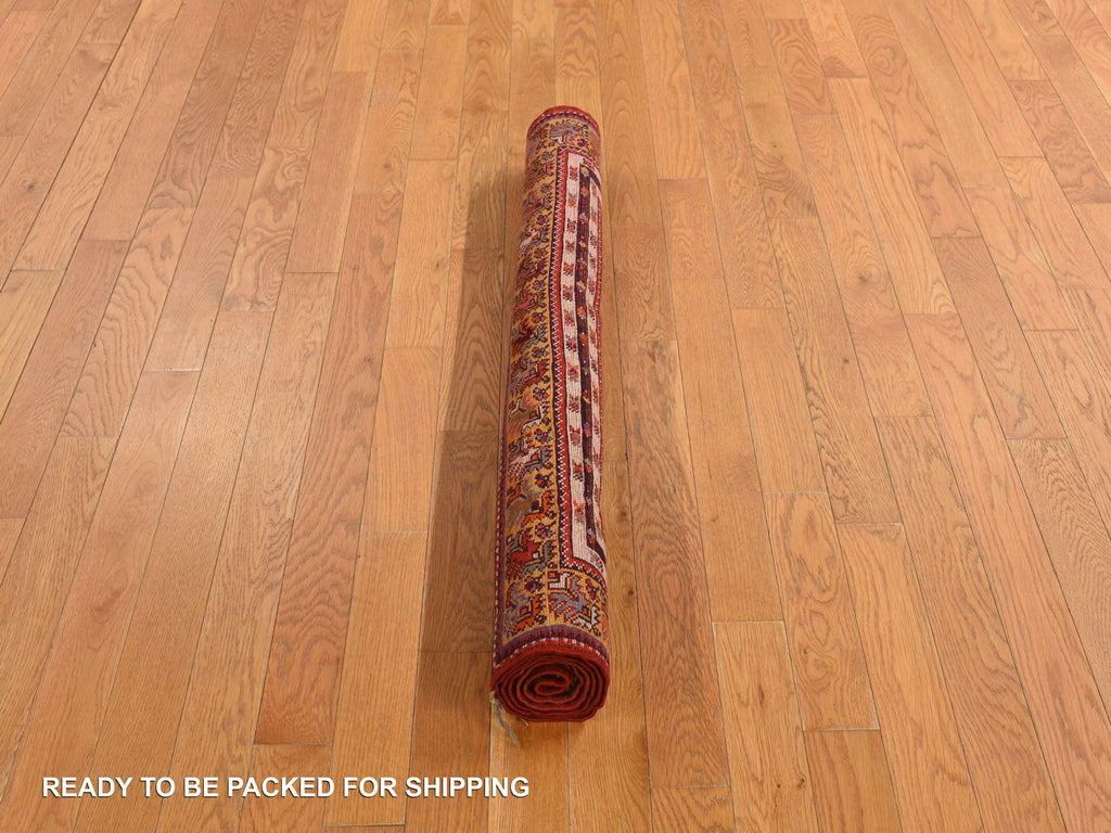 Vintage Hand Knotted Red Wool Rectangle Oriental Rug 3'5" x 5'0"