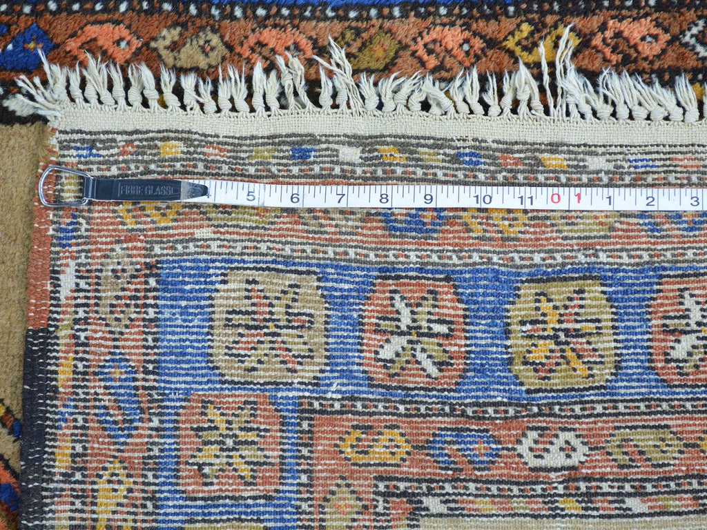 Vintage Hand Knotted Brown Wool Runner Oriental Rug 3'9" x 14'4"