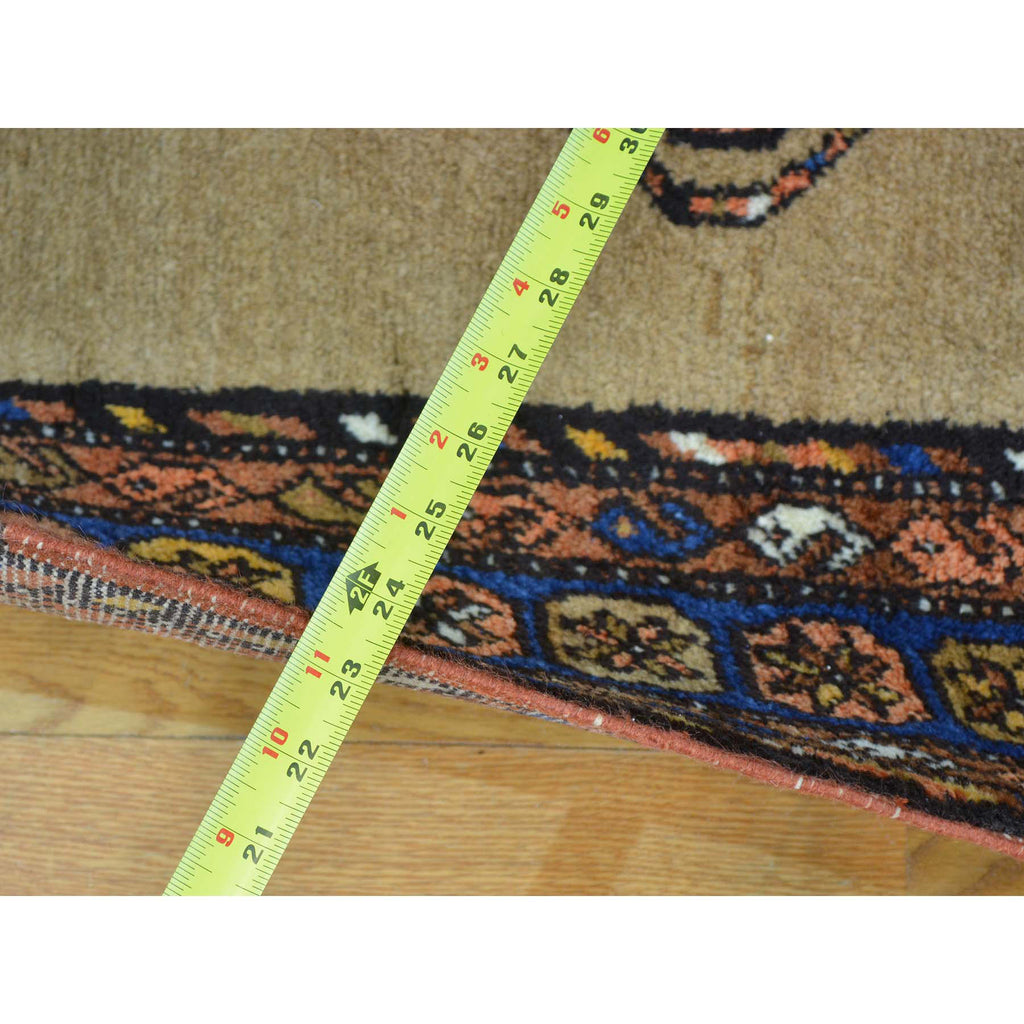 Vintage Hand Knotted Brown Wool Runner Oriental Rug 3'9" x 14'4"