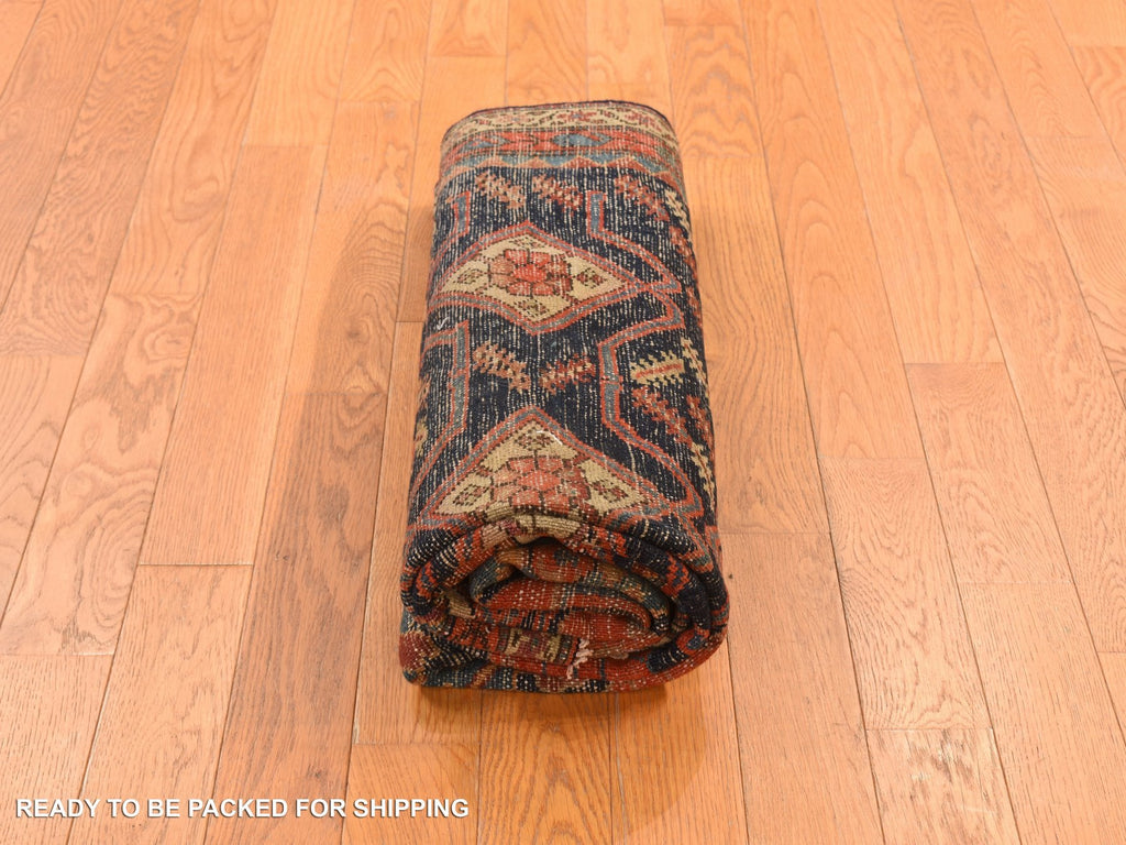 Vintage Hand Knotted Red Wool Rectangle Oriental Rug 4'6" x 6'7"