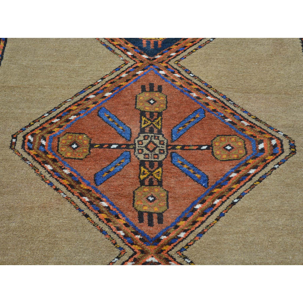 Vintage Hand Knotted Brown Wool Runner Oriental Rug 3'9" x 14'4"