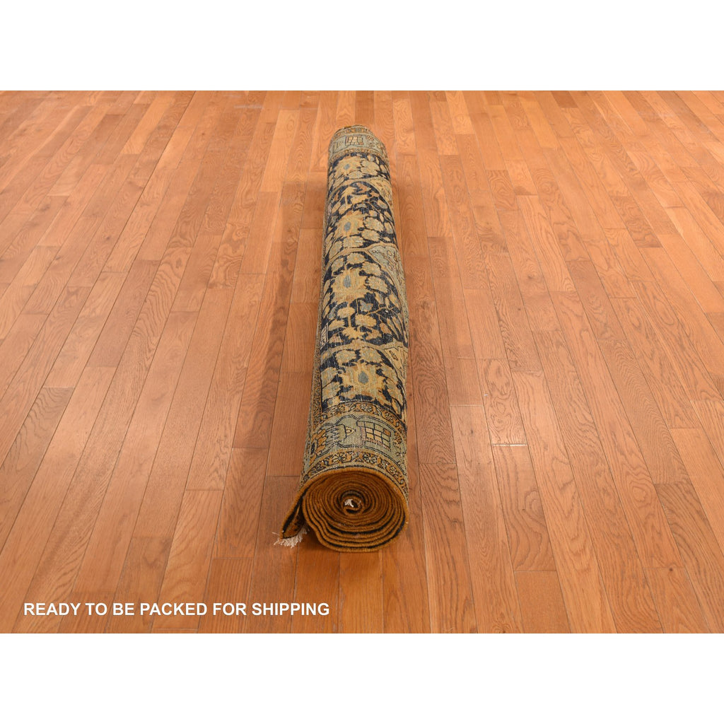 Vintage Hand Knotted Yellow Wool Runner Oriental Rug 6'8" x 19'3"