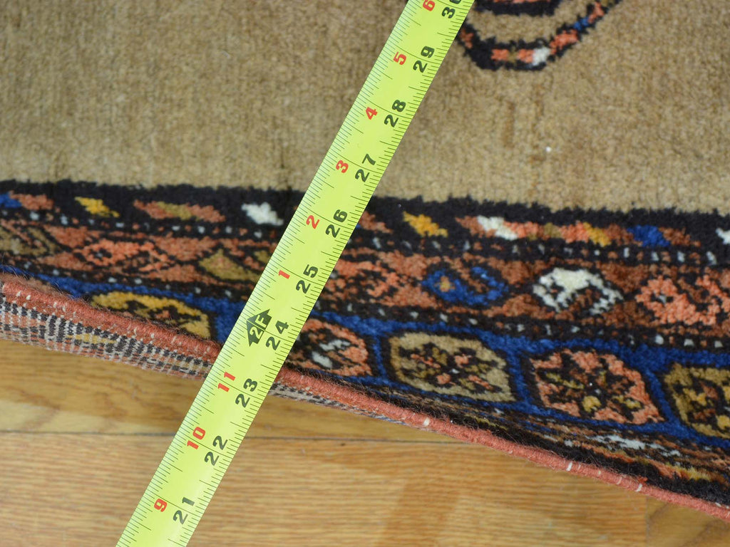 Vintage Hand Knotted Brown Wool Runner Oriental Rug 3'9" x 14'4"