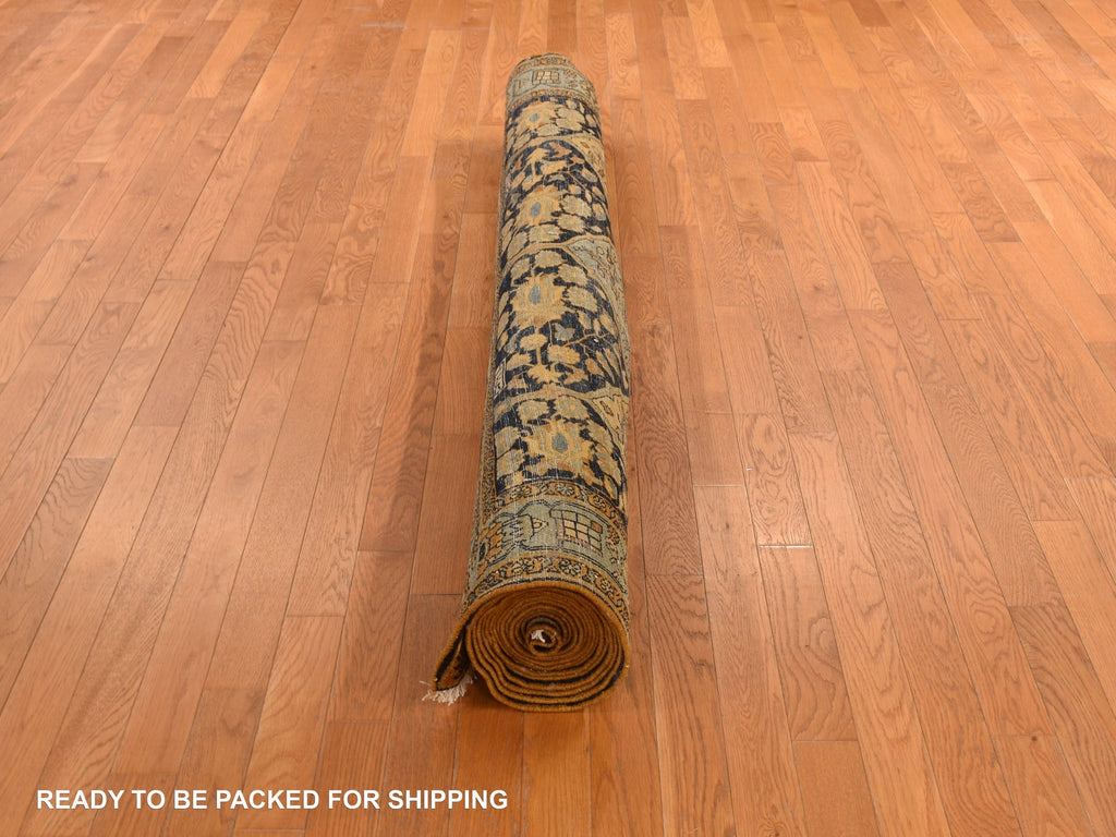 Vintage Hand Knotted Yellow Wool Runner Oriental Rug 6'8" x 19'3"