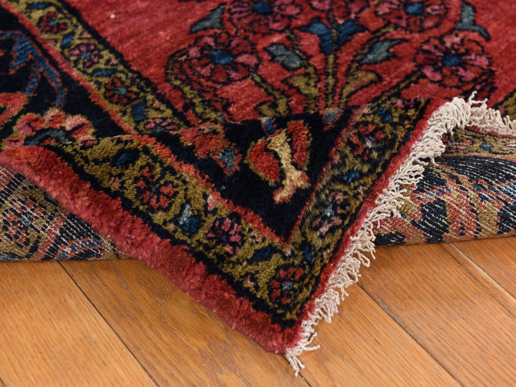 Vintage Hand Knotted Red Wool Rectangle Oriental Rug 5'3" x 6'7"