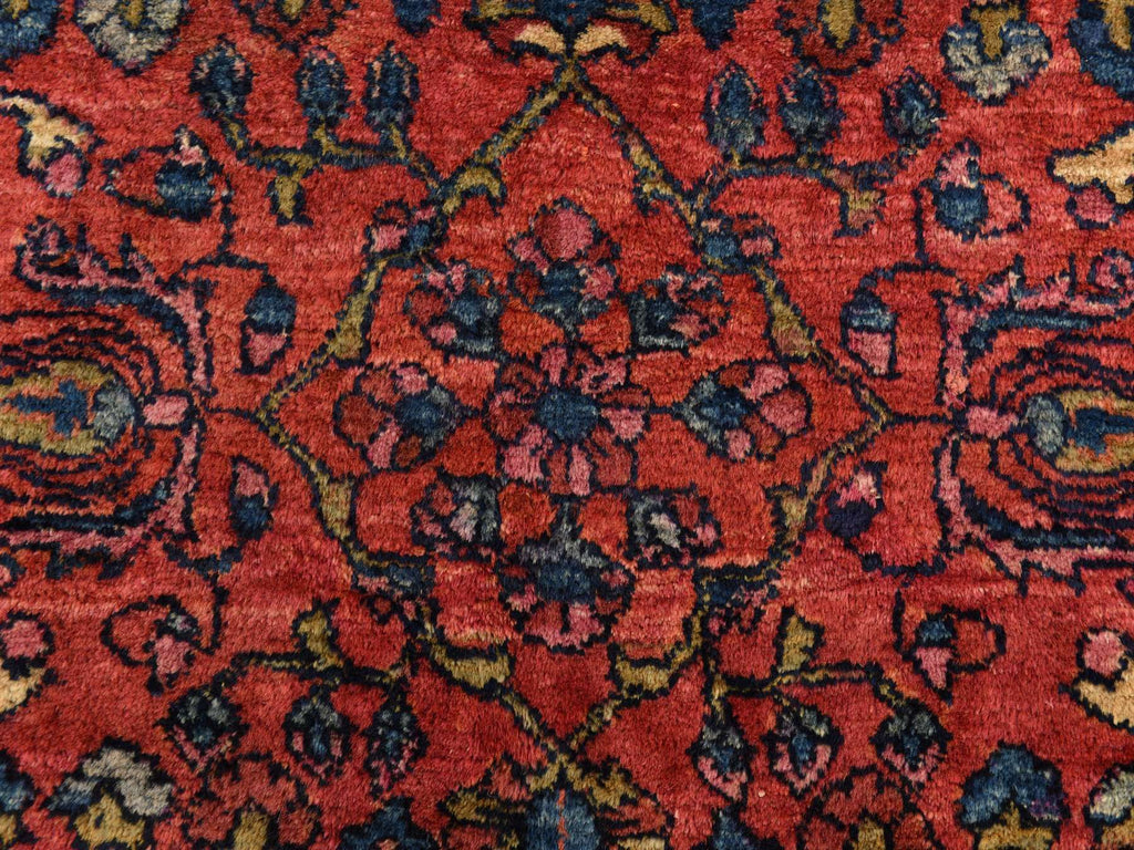 Vintage Hand Knotted Red Wool Rectangle Oriental Rug 5'3" x 6'7"