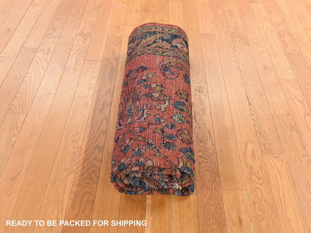 Vintage Hand Knotted Red Wool Rectangle Oriental Rug 5'3" x 6'7"