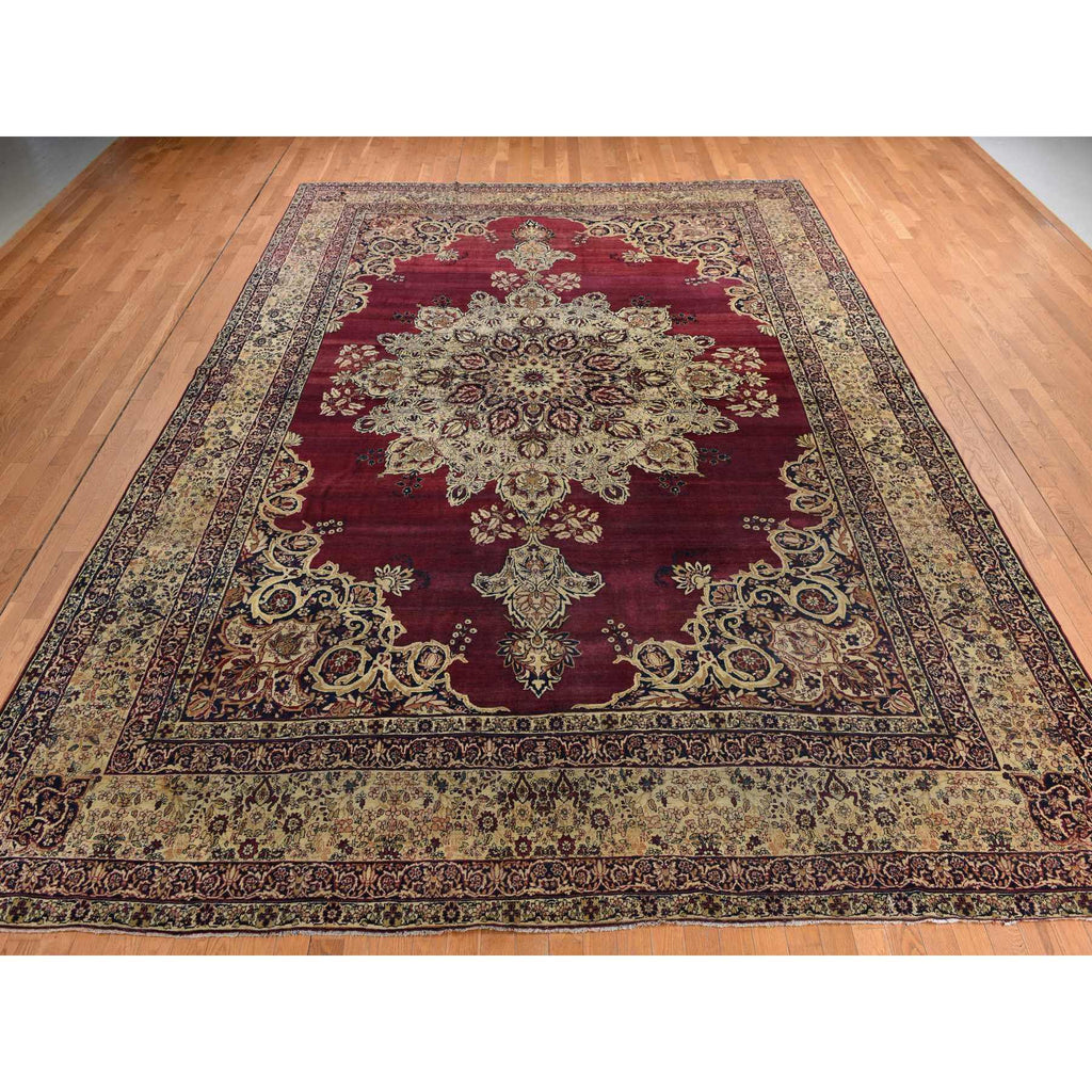 Vintage Hand Knotted Red Wool Rectangle Oriental Rug 10'10" x 15'3"