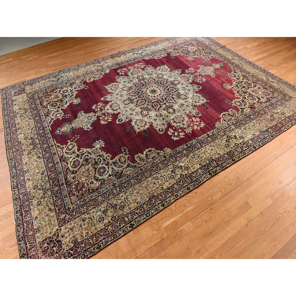 Vintage Hand Knotted Red Wool Rectangle Oriental Rug 10'10" x 15'3"