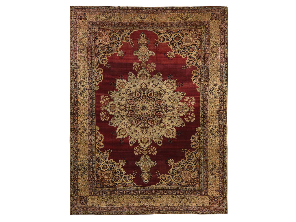 Vintage Hand Knotted Red Wool Rectangle Oriental Rug 10'10" x 15'3"